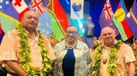 Prime Minister of Tonga Hon. Hu&#039;akavameiliku, Commonwealth Secretary-General, the Rt Hon Patricia Scotland KC and Prime Minister of the Cook Islands Hon. Mark Stephen Brown