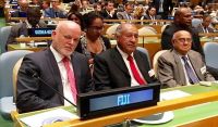 Fiji&#039;s Ambassador to the UN, Peter Thomson (left), who has been elected president of the UN General Assembly. Photo: Supplied / Fiji Department of Information