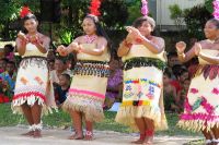 Young Girls performing Tongan Tau&#039;olunga (dance) at Sawana, near Lomolomo, Vanua Balavu