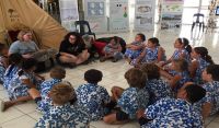 Otago Museum staff share their climate change message with children in the Cook Islands
