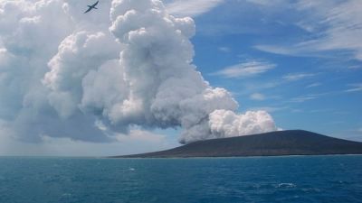 Tonga volcano grows in size as eruption continues for sixth day