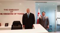 HM King Tupou VI with the Honorary Consul of the Kingdom of Tonga in Cyprus, Mr. Joseph Borghese 