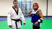 Pita Taufatofua and his Coach Paula Sitapa