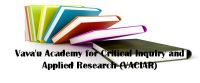 Tokoni ki he Fekumi ki he Vava&#039;u Academy for Critical Inquiry and Applied Research