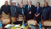 Lord Tu&#039;i&#039;afitu, Acting Speaker of the House (Noble’s Representative for Vava&#039;u) hosted Minister Brownlee and New Zealand High Commissioner Sarah Walsh to meet with the Nobles&#039; Representatives. They were welcomed by (left to right) Lord Nuku (Nobles&#039; Representative for &#039;Eua), Lord Tu’i&#039;afitu (Noble’s Representative for Vava&#039;u), Lord Tu’iha’ateiho (Noble&#039;s Representative for Ha&#039;apai), and Lord Vaea (Nobles Representative for Tongatapu).  