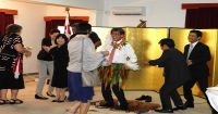 H.E Mr. Yukio Numata performing a local Tongan dance 