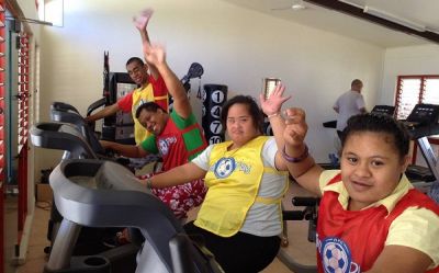 The Tonga Special Olympics team during a practical session at TFA gym at Loto Tonga. L-R: Tuataleva Fehoko, Fane Helu, Teviata Telini and Tomasi Ma&#039;asi.