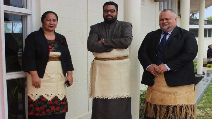 The Clerk of Parliament Gloria Pole&#039;o, (left), Speaker Lord Fakafanua and Deputy Clerk Sione Vikilani Photo: Tonga Parliament