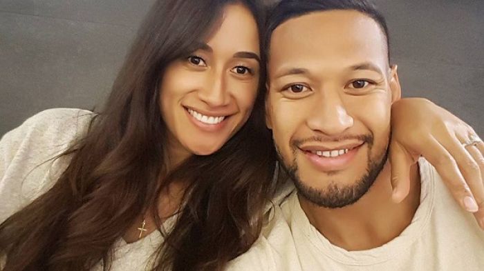 Wallabies rugby star Israel Folau with fiancée Silver Ferns Netball star Maria Tutaia