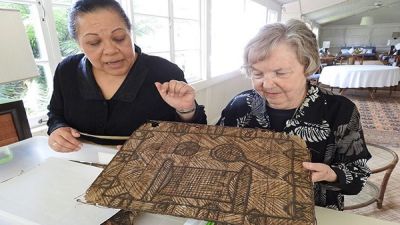 American anthropologist Adrienne Lois Keppler (Right) with teh Queen of Tonga HRH Nanasipau'u Tuku'aho