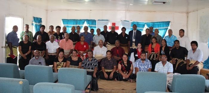 Secretary General of Tonga Red Cross Society Sione Taumoefolau and participants