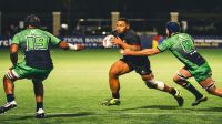 Le&#039;okolo &#039;a e Utah Warriors ko e metali koala Fisi mei he Olimipiki 2016 ko Valemo Ravouvou &#039;okú ne tauhele&#039;i &#039;a e ongo malukolo &#039;a e Seattle Seawolves; mālohi &#039;a e Utah Warriors, 33-31. (Photo by Seattle Seawolves.)