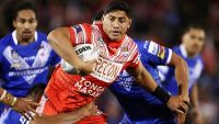 Jason Taumalolo in action for Tonga against Samoa during the 2018 Pacific test in Sydney.