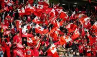Tongan fans during the rugby league test against New Zealand at Mount Smart Stadium