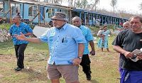 Fiji PM Frank Bainimarama inspecting Winston&#039;s destruction