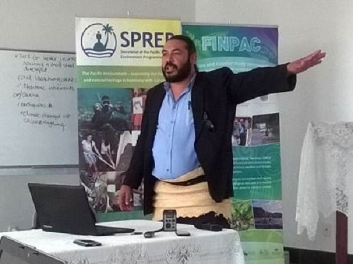 Ofa Fa&#039;anunu speaking to journalists at the workshop in Tonga. Picture: VUNIWAQA BOLA-BARI