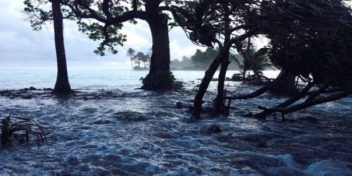 Flooding caused by huge spring tides which Marshall Islands officials have blamed on climate change