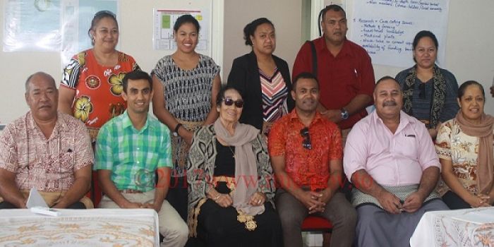 Facilitator of the training Mr. Jone Vakalalabure with participants from line ministries, private sectors and civil society at the National Emergency Management Office (NEMO) Conference Room. Photo: MEIDECC