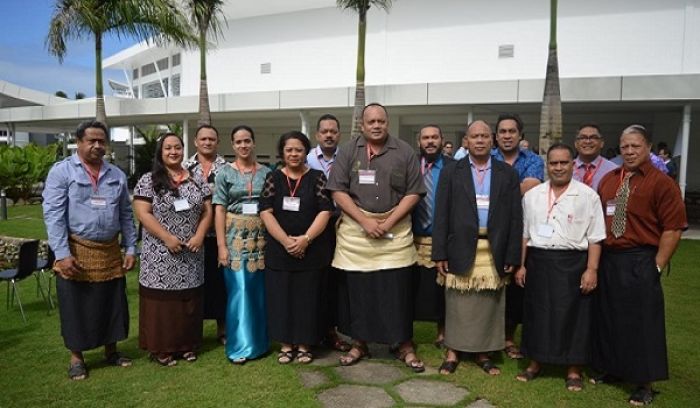 Deputy Prime Minister and Minister for MEIDECC with the Tonga Delegation during the launch of the PREP Project