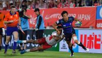 Kenki Fukuoka goes in for one of Japan&#039;s five tries in their thrashing last night