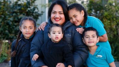 Ta&#039;ufo&#039;ou Mataka with her children Lydia 7, Akameta 1, Taufoou, John, 5, and Maryanne 8. Ta&#039;ufo&#039;ou and her husband swapped a life in Auckland for a life in regional New Zealand.
