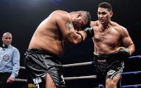 Heavyweight boxer Junior Fa at the Big Bash Fight night in July