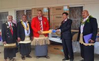 L - R: Hon. Semisi Fakahau, Hon. Tevita Lavemaau, Deputy Prime Minister Siaosi Sovaleni, H.E. Mr. Huang Huaguang and Hon. Saia Piukala