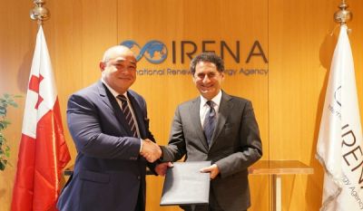 H.E. Ambassador ‘Akau’ola, Resident Ambassador to the United Arab Emirates, presented his Credentials to the IRENA Director General, H.E. Francesco La Camera