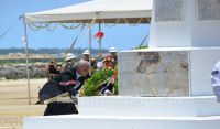 Prime Minister of Tonga, Hon. Akilisi Pohiva paid tribute to the fallen servicemen on behalf of the government of Tonga Photo Credit: Pesi Fonua