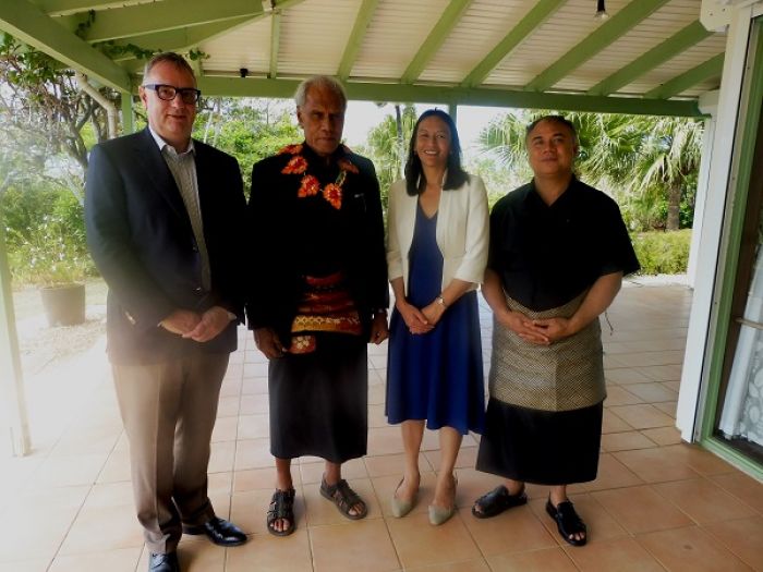 New Zealand’s Deputy Secretary for International Development, Jonathan Kings, Hon. &#039;Akilisi Pohiva (PM), NZ High Commission to Tonga &amp; Minister of Finance, the Honourable ‘Aisake Eke 