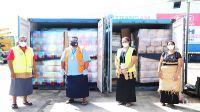 Fiji Water donated 2 containers of drinking water to Tonga