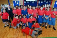 Labour MP Jenny Salesa with students at Oamaru Intermediate School