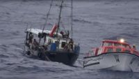 The crew of the Losemani Fo&#039;ou, formerly the Kainga out of Greymouth, is rescued by a German cruise liner lifeboat.