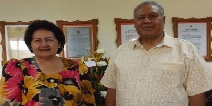 Afioga i le Tui A'ana Tumaleali'ifano Va'aleto'a Sualauvi II (right) and Faamausili Leinafo Tumaleali'ifano Photo: RNZI