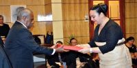 Her Royal Highness Princess Angelika Tuku&#039;aho presenting her Credentials to Governor General of PNG His Excellency Mr. Dadae 