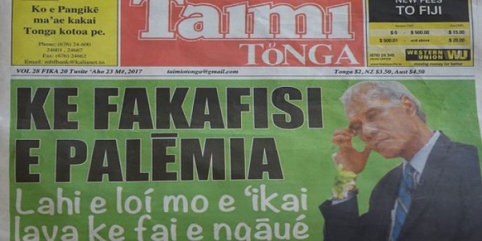 Taimi &#039;O Tonga newspaper headline calling for PM to resign