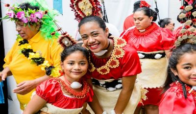 Wellington Pasifika Festival - Tongan dancers ready to go on stage